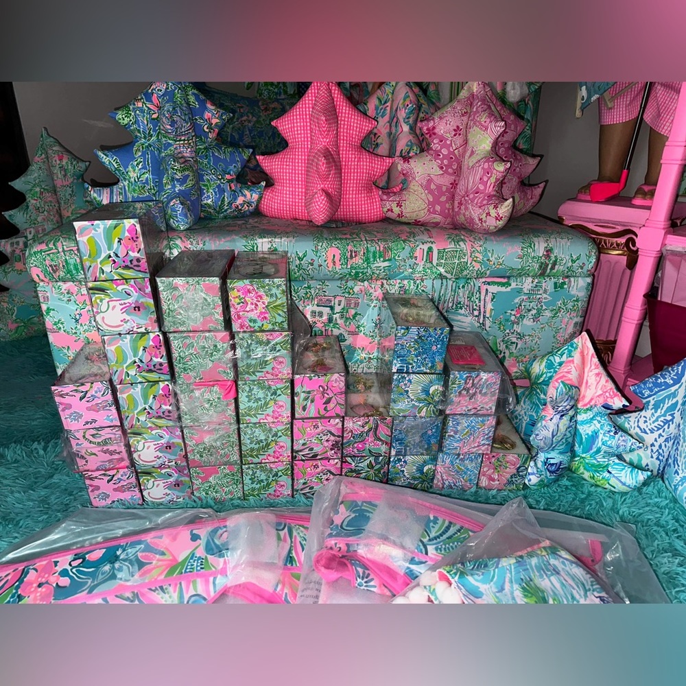 Lilly Pulitzer Christmas ornaments box sets of 2/ plus a free handmade ornament